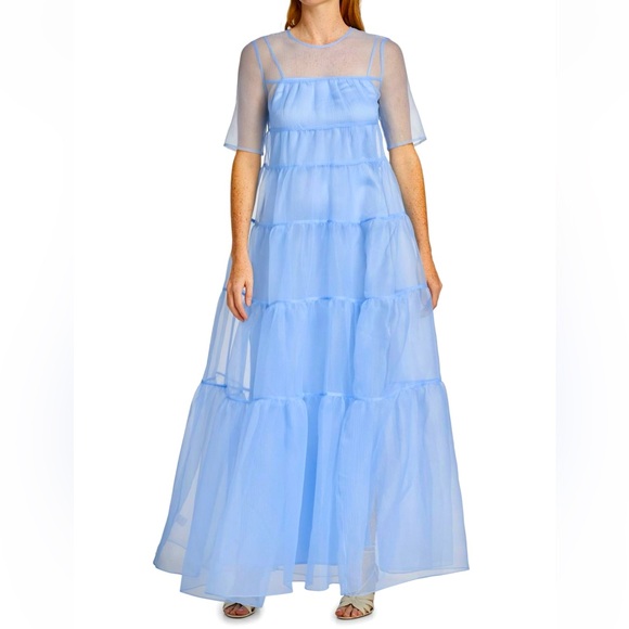 🌺🎉HP🎉🌺 NWT Staud Hyacinth Tiered Organza Maxi Dress French Blue - Picture 10 of 15